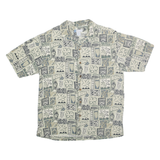 HALF MOON BAY Mens Cream Pattern Silk Blend Shirt M Casual Summer Short Sleeve