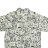 HALF MOON BAY Mens Cream Pattern Silk Blend Shirt M Casual Summer Short Sleeve