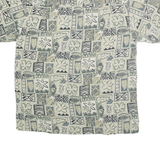 HALF MOON BAY Mens Cream Pattern Silk Blend Shirt M Casual Summer Short Sleeve