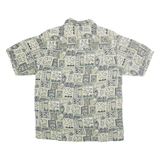 HALF MOON BAY Mens Cream Pattern Silk Blend Shirt M Casual Summer Short Sleeve