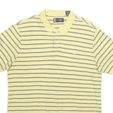 CHAPS Mens Yellow & Blue Striped Short Sleeve Polo Shirt L Cotton Casual