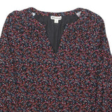 WHISTLES Womens Black Printed Long Sleeve V-Neck Top UK 10 Polyester Blend