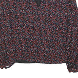 WHISTLES Womens Black Printed Long Sleeve V-Neck Top UK 10 Polyester Blend