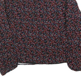 WHISTLES Womens Black Printed Long Sleeve V-Neck Top UK 10 Polyester Blend