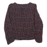 WHISTLES Womens Black Printed Long Sleeve V-Neck Top UK 10 Polyester Blend