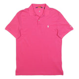 POLO RALPH LAUREN Mens Pink Cotton Blend Short Sleeve Plain Polo Shirt M