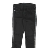 JUICY COUTURE Womens Regular Black Cotton Blend Zip Trousers W30 L29 Side Stripe