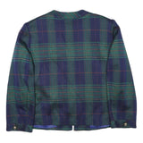 HERVY LEE Womens Blue Green Check Jacket L Polyester Blend Tailored Classic