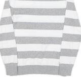 TOMMY HILFIGER Womens Grey & White Striped Plain Roll Neck Jumper M Cotton Blend