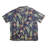 BATIK BAY Mens Blue & Green Tropical Print Rayon Shirt 2XL Casual Beachwear
