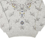 NANIBON Mens Cream Patterned Wool Blend Jumper Roll Neck Basic Knit XL Vintage