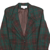 NORTON MCNAUGHTON Womens Green Brown & Red Checked Wool Blend Button Jacket S
