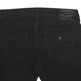TRUE RELIGION Mens Black Denim Cut-Off Shorts XL W38 Distressed Hem Buttons
