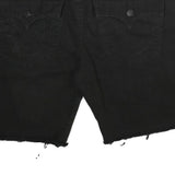 TRUE RELIGION Mens Black Denim Cut-Off Shorts XL W38 Distressed Hem Buttons