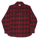 JACHS Mens Red & Black Plaid Shirt L Cotton Blend Long Sleeve Button Closure