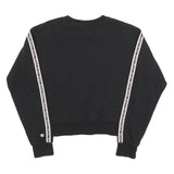 CHAMPION Womens Black Crop Crew Neck Sweatshirt M Cotton Blend Logo Tape