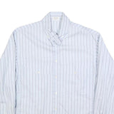 REDFORD Womens White & Blue Striped Shirt L Button Down Collar Cotton Blend