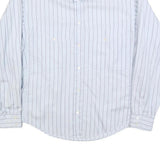 REDFORD Womens White & Blue Striped Shirt L Button Down Collar Cotton Blend