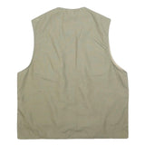 PRIMO & SECONDO Mens Beige Cotton Blend Utility Vest XL Woven Zip Pocketed