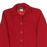 SIGNATURE Womens Red Coach Jacket UK 10 Polyester Blend Woven Plain Tailored Fit