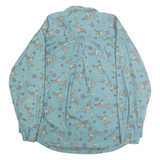 RUFF HEWN Mens Blue Cotton Bird Print Shirt XL Button-Down Long Sleeve Casual