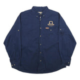 WOOLRICH Mens Blue XL Long Sleeve Cotton Shirt Highclan Ranch Embroidered