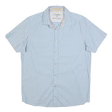 TED BAKER Mens Blue Short Sleeve Cotton Blend Shirt L Summer Casual