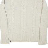 TIMBERLAND Womens Cream Patterned Jumper Round Neck Cable Knit S Wool Soft