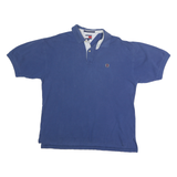 TOMMY HILFIGER Mens Blue Short Sleeve Plain Polo Shirt L Classic Cotton