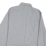 TOMMY HILFIGER Mens Grey & Navy Check Shirt L Button-Down Collar Long Sleeve