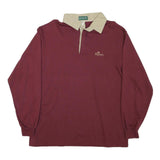 OUTER BANKS Mens Maroon & Beige Long Sleeve Plain XL Polo Shirt Aspen Logo