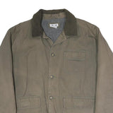 CHEROKEE Mens Green Cotton Jacket L Button Plain Casual Classic Three Pocket