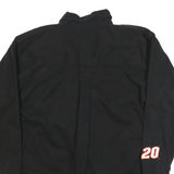 WINNERS CIRCLE Mens Black Stewart Logo Shirt L Button Front Long Sleeve