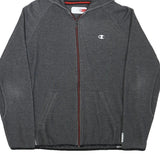 CHAMPION Mens Grey Full Zip Hoodie M Cotton Blend Athletic Sweatshirt with