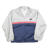 ASICS Mens Silver & Navy Blue Colourblock Quarter Zip Polyester Jacket S Sports