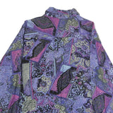 Womens Purple Patchwork Pattern Polyester Shirt M Vintage Style Long Sleeve
