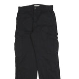 STR Mens Cotton Blend Black Regular Straight Trousers W30 L32 Casual Durable Zip