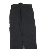 STR Mens Cotton Blend Black Regular Straight Trousers W30 L32 Casual Durable Zip