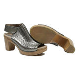 DANSKO Women's Open Back Peep Toe Leather Heels Silver UK 7 Comfortable Stylish