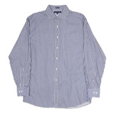TOMMY HILFIGER Mens Blue & White Stripe Shirt L Classic Button Shirt Cotton