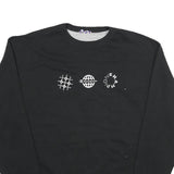 CHAMPION Mens Black Cotton Blend Sweatshirt L Crew Neck Pullover Printed Logo