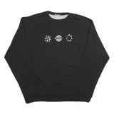 CHAMPION Mens Black Cotton Blend Sweatshirt L Crew Neck Pullover Printed Logo