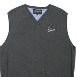 TOMMY HILFIGER Mens Grey Patterned V-Neck Cable Knit M Sleeveless Cotton Blend