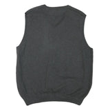 TOMMY HILFIGER Mens Grey Patterned V-Neck Cable Knit M Sleeveless Cotton Blend
