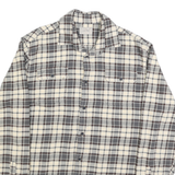 JACHS Mens Cream & Grey Check Shirt L Cotton Blend Casual Long Sleeve Button