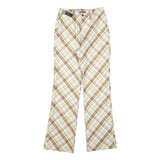 DPERCENT Womens Polyester Blend Beige & Brown Slim Straight Trousers W26 L32