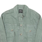 ZARA Womens Green Cotton Blend Button Jacket XS Casual Classic Style