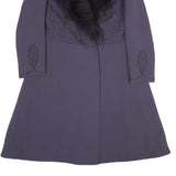 HENRI JEAN Womens Purple Wool Blend Button Jacket S Wool Blend Plain Elegant