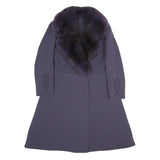 HENRI JEAN Womens Purple Wool Blend Button Jacket S Wool Blend Plain Elegant