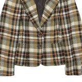 CONTE OF FLORENCE Womens Beige & Brown Check Jacket XXS Wool Blend Button
